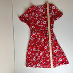 J.Crew  Floral Wrap Dress Sz 0 Red Summer‎ Lightweight Office Casual Bloomcore Photo 8