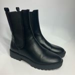 Loft Lug Sole Chelsea boots black faux leather women’s size 6 trendy modern Photo 0