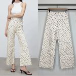 ZARA  The Marine Straight Crop Wide Leg Pants Floral Print size 6 Photo 1