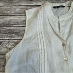Carole Little Women's Linen Sleeveless Shirt Blouse Top M Med Medium White Sheer Photo 3