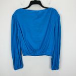 Gianni Bini Camilla Blouse Woven Linen Blend Boat Neck Long Sleeve Blue XS NWT Photo 8