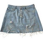 Free People We The Free Denim Mini Skirt Distressed Button Fly Light Wash Sz 27 Photo 0