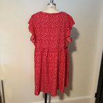 Red Ditsy Floral Vneck Ruffle Sleeve Mini Dress Size XXL Photo 2