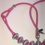 Rebecca Minkoff Pink Wrapped Cord & Silver Tone Beads Beaded Boho Necklace Photo 4
