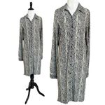 Norma Kamali Snakeskin Jersey Knit Shirt Dress Size Large Button Front Snake Photo 1