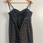 BCBG MAX AZRIA black 100% silk satin babydoll sun dress puff skirt eyelet dots Photo 3