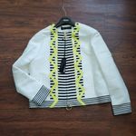Versace NWT White Base Geometric Yellow Black Chic Boho Full Zip Jacket Size 42 Photo 1