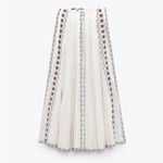 ZARA  Bohemian Summer Beach Ecru Long Embroidered Skirt Size XS-S 100% Cotton Photo 10