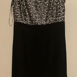 Tribal Black and Silver Sheath Mini Dress Sleeveless Scoop Neck Size M Photo 0