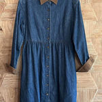L.L. Bean Vintage Womens Denim Midi Shirt Dress Size 4P Cottagecore Brown Photo 0