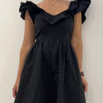 Hill House The Ana Nap Dress Mini V-Neck Poplin Black Size Small Elegant Photo 0