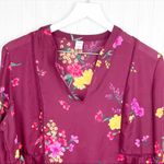 Old Navy  Women's Burgundy Maroon Floral Tunic Top Flowy Blouse Size Large Photo 2