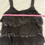 Iz Byer Y2K Vintage Black Ruffle Tank Top Silver Sequin Satin Strap Layered Glam Shirt Photo 5