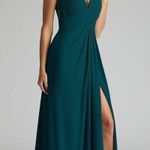 Azazie Maren Allure Bridesmaid Dress Formal Pine Green Blue Size 2 Wedding Photo 0