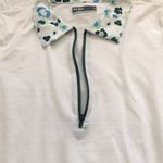 Lija 3/4 sleeves block polo leopard white tops SIze Small Green Photo 11