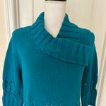 Etcetera Woman’s Blue Knit Cotton Sweater/Cardigan, Sz M Photo 2