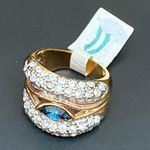 Vintage Blue Sapphire Rhinestone Gold Photo 13