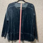 Sno Skins Teal Velvet Long Sleeve Crew Neck Top Shirt Made in USA Size L Blue Size L Photo 3