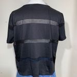 Gypsies & Moondust Black Sheer Mesh Stripe Short Sleeve Top Size L Boxy Fit Tee Size L Photo 2