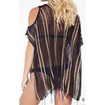 L Space Nightfall Swim Cover Up One Size Open Shoulder Beach Sweater Fringe Boho Black Photo 2