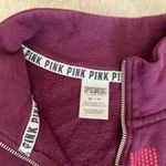 PINK - Victoria's Secret Victoria’s Secret Pink Campus Quarter Zip Burgundy Maroon Ombré Logo Sweater XS Photo 3