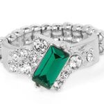 Paparazzi TIP THE BALANCE - GREEN GEM RHINESTONE SILVER RING - Photo 1