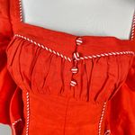 Farm Rio NWOT  100% Linen Puff Sleeve Linen Romper Size S Red Photo 9