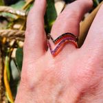 Sterling Silver Rose Gold CZ Ruby & Black 9/10 Adjustable Ring Pink Photo 4