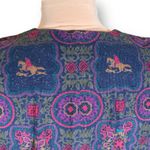 Vintage 90s Karen Scott Collections Navy Blue Equestrian Horse Bit Print Jacket Size 18 Photo 4