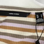 VERO MODA New Square Neck Long Sleeve Mini Dress Frida Neutral Stripe Photo 12