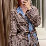 ZARA Black Blue Printed Wrap Blouse Top Photo 0