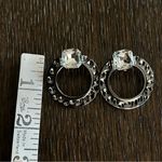 Statement Earrings gunmetal silver tone with oversized rhinestone Photo 5