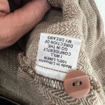 Flax Linen Button Down Mandarin Collar Shirt Natural Tan Womens Size Large Photo 3