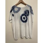 J. Jill Short Sleeve Top Women Large White Blue Tie Photo 1