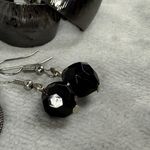 Pierced Earrings 3 Pair Dark Color Shade Hoop Drop Dangle Goth Metal Beaded Black Photo 7