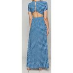 HYFVE Dress Womens Medium Blue Polka Dot Maxi Cut Out Tie Pinup Mod Retro Photo 1