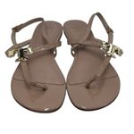 Tory Burch  Sling Beige Sandals Gold Logo‎ Medallion Size Women's  9 M Photo 3