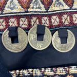 Small Rectangular Lined Tapestry Bag Purse Chinese Coins Tokens Red Photo 1