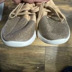 Torrid -branded sneakers nude/blush fabric upper, gold glitter toe cap Size 11W Photo 5