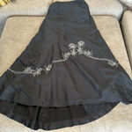 Ann Taylor pure black silk beaded maxi skirt size 8 with a train Photo 5