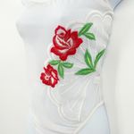 Shirley of Hollywood Bridal Coquette Embroidered Floral Sheer Teddy Bodysuit L White Size L Photo 3