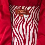 2000s Y2K Romantic Red ruffle button up fitted blazer blouse shirt belted waist short sleeve #whimsygoth #coquette Size L Photo 3