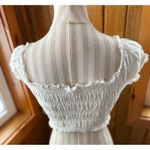 American Eagle  White Smocked Square Neck Crop Top Puff Sleeve S Photo 1