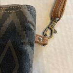 MYRA CROSSBODY BAG DARK GREY/BLUE CANVAS WITH TAN LEATHER TRIM ADJUSTABLE STRAP Gray Photo 3