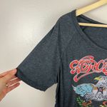 Aerosmith  Cropped Graphic T-shirt Womens Size Large Gray Off the Shoulder Band Photo 4