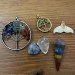 Pendants Mixed Lot Of 20 Costume Jewelry Crafts Chakras Animals Quartz Silver Photo 3