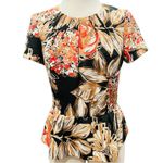 Trina Turk tropical print peplum blouse Size 2 Photo 3