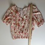 Rose + Olive Womens Floral Blouse Sz Small Smocked Waist V-Neck Colorful Everyday Photo 7