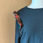 J.Crew Black Sweatshirt with Plaid Ruffle Accents Large Photo 1