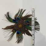 Chico's Chico’s Large Wild Peacock Feather Pin/Brooch Beaded Rhinestone Metal Fastener Photo 9